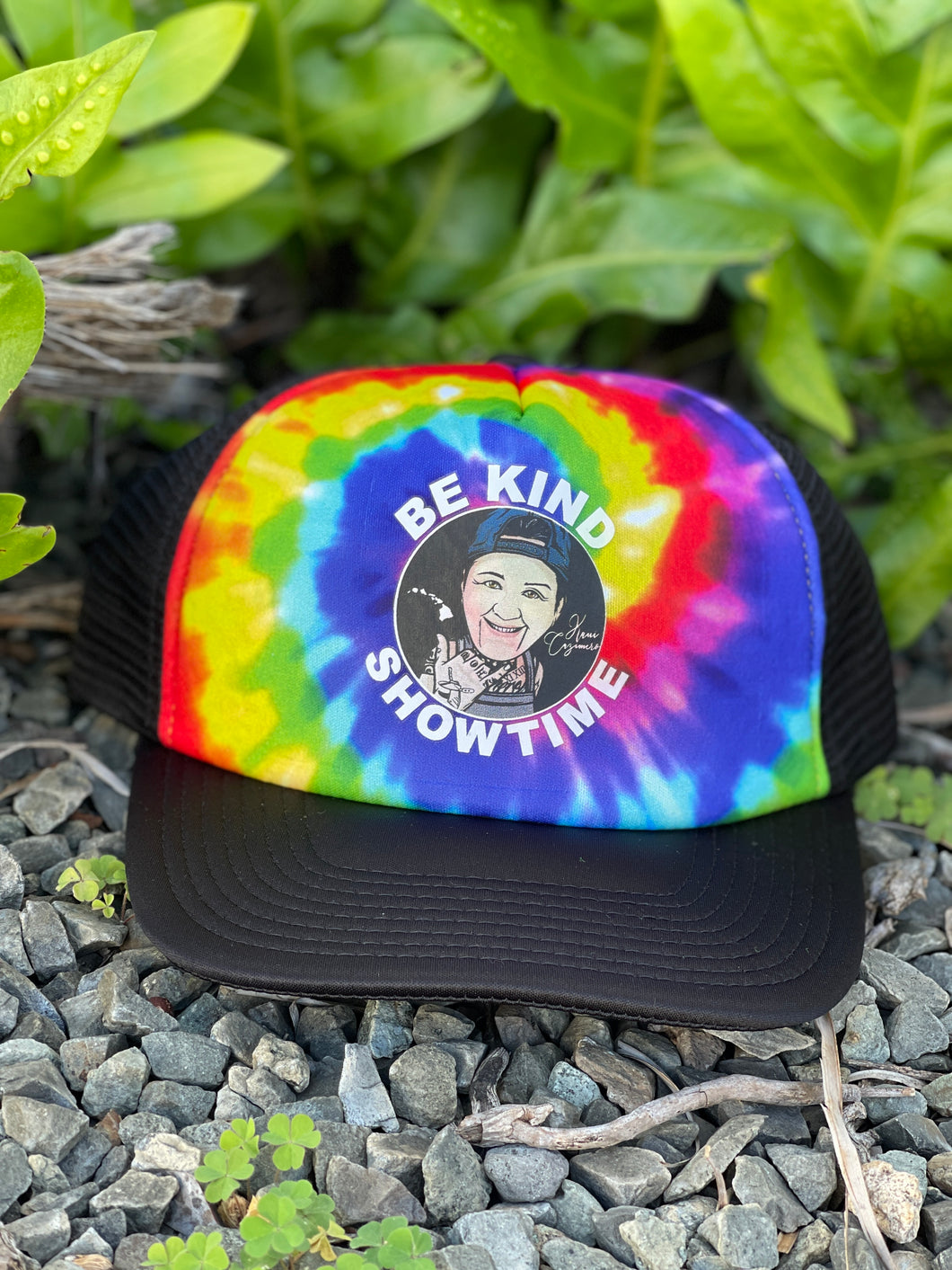 Tie Dye Be Kind Showtime Logo trucker Cap